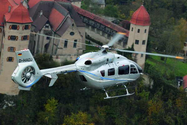Eurocopter EC145 overflying castle