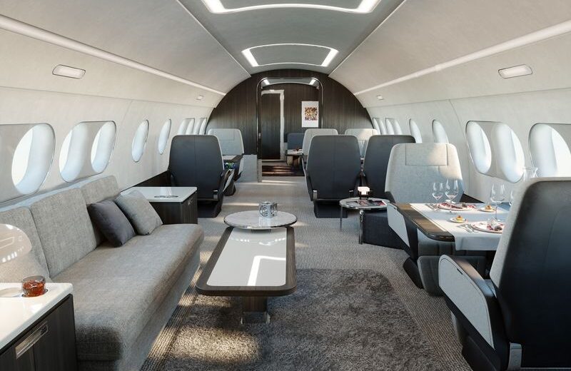 A picture of the interior of the newly released Airbus TwoTwenty corporate jet.