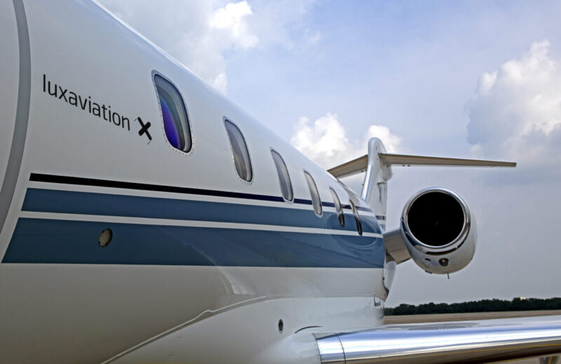 Side of a Luxaviation business jet